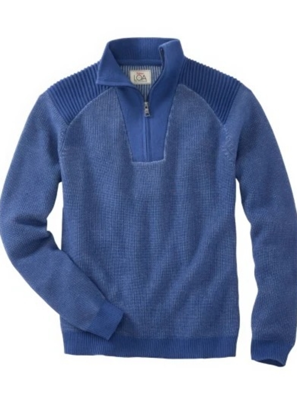 RailRiders Men's Blue Half-Zip Ribbed-Shoulder Sweater Size M